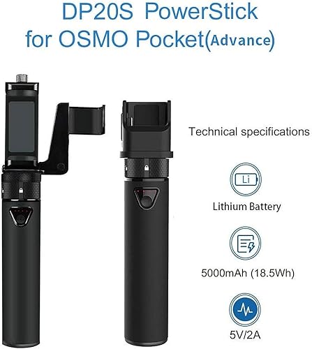 Vista 6 de Smatree Osmo Pocket 2 PowerStick (PowerBank) Compatible con DJI Osmo Pocket 2/Pocket 1, soporte de bolsillo de mano para teléfono inteligente