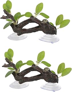 ABOOFAN 2 Peças De Ramos De Resina Simulada Acessórios De Gecko Decorações De Tanque Ramos Falsos Plantas De Terrário Falso Plantas De Gecko Leopardo Decoração De Plantas De