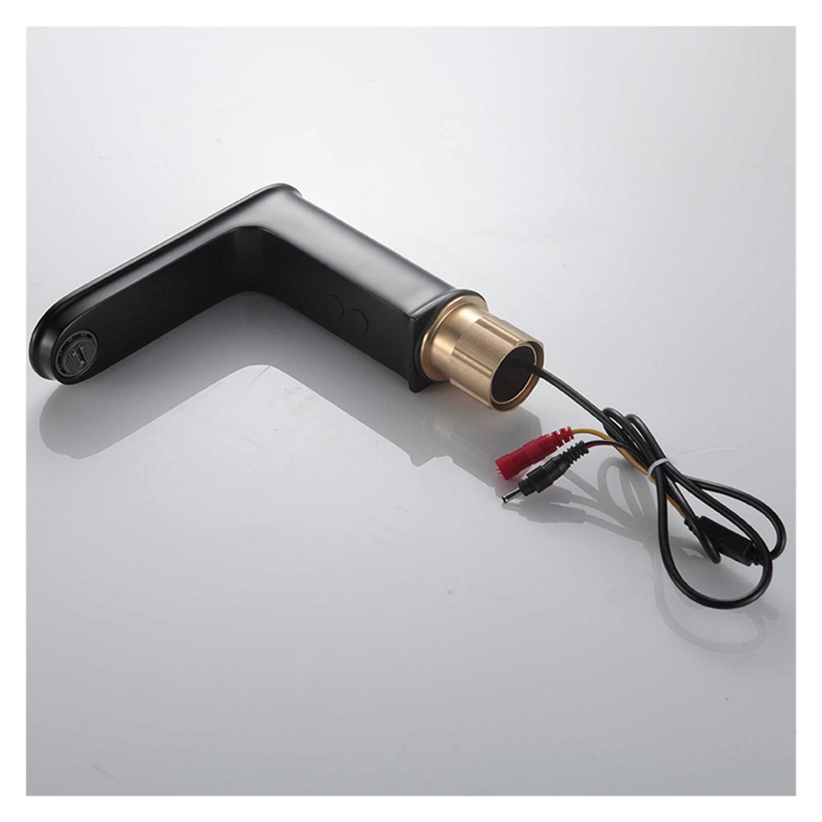 Robinet de lavabo automatique intelligent noir nègre robinets corps mélangeur en laiton complet eau froide et chaude AC 220 tension et alimentation par batterie cc