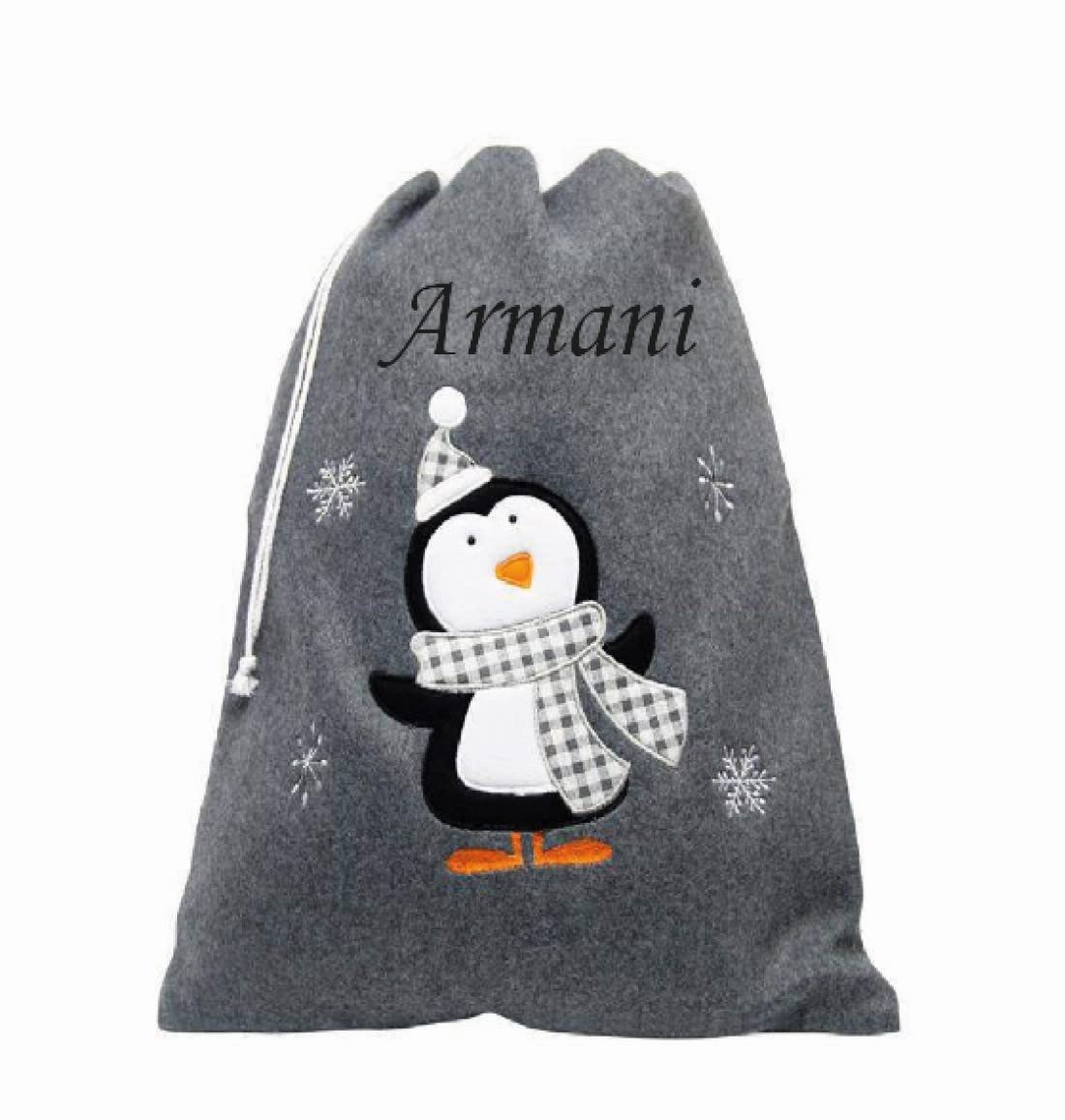 Personalised Deluxe Christmas Santa Sack Snowman, Reindeer and Penguin Designs 50 x 70cm (Penguin)