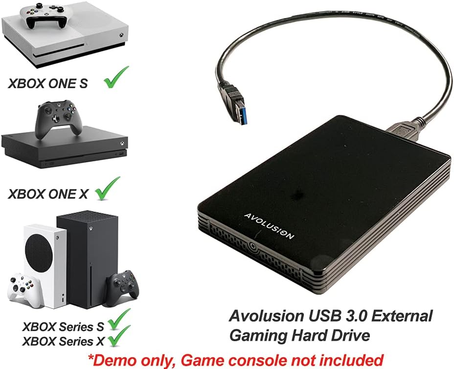 Avolusion HD250U3-Z1-PRO 2TB USB 3.0 Portable External Gaming Hard Drive (for Xbox One X, S & Series X | S - Pre-Formatted) - 2 Year Warranty