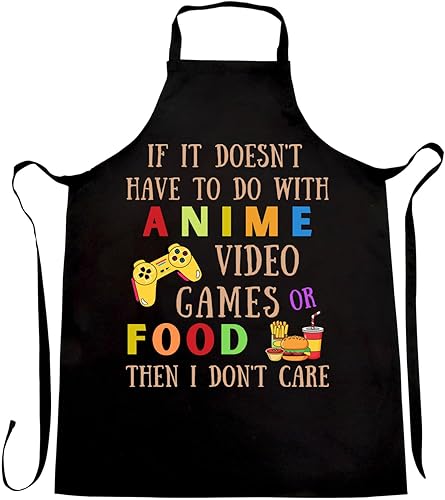 Divertido juego de anime, diseño de videojuegos, con temática de comida, delantal, talla única, cocina para hombres y mujeres