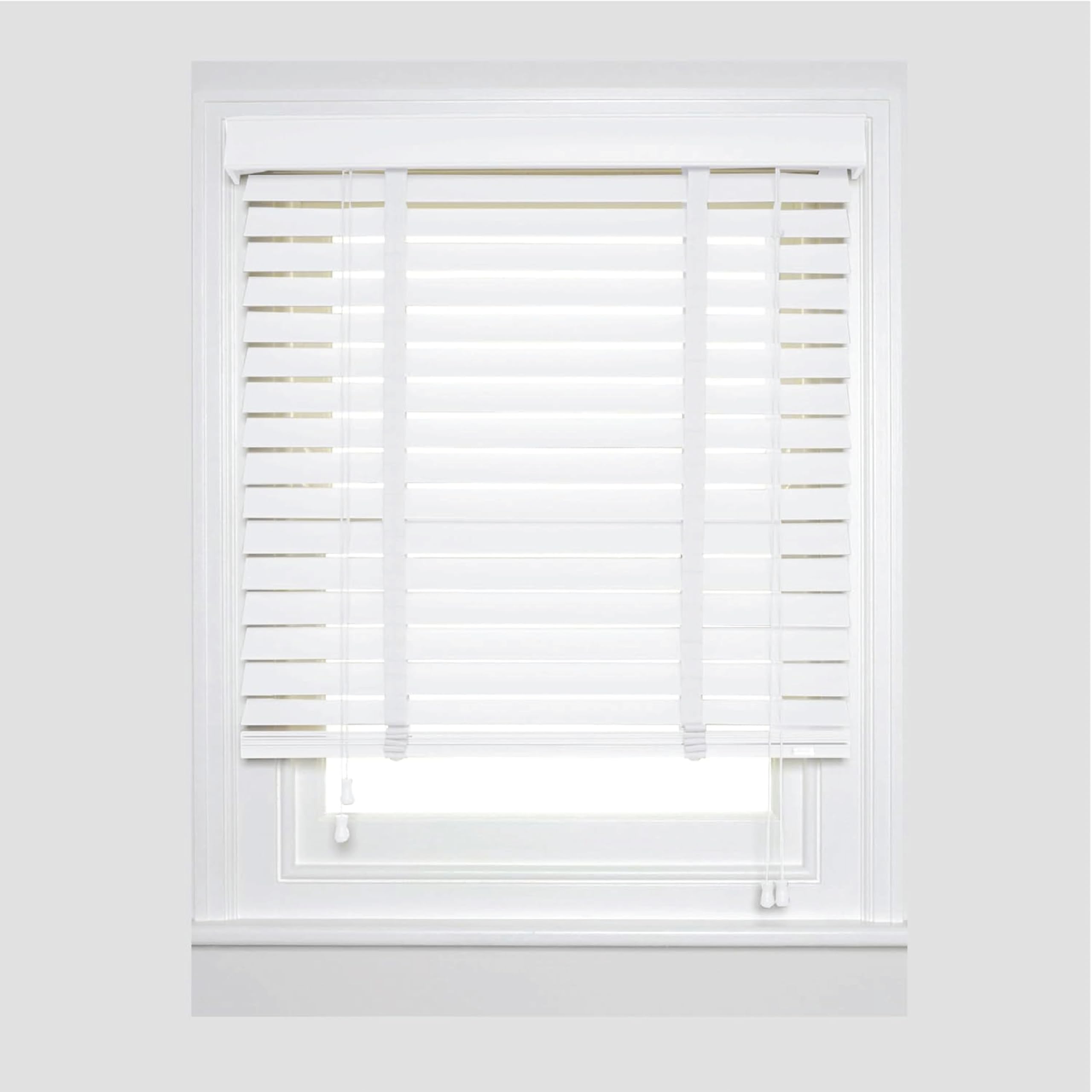 APEX FURNISHINGS Made to Measure Faux Wood Window Venetian Blinds-50mm Slats White Tape Home Office Windows Blind (120cm x 213cm)