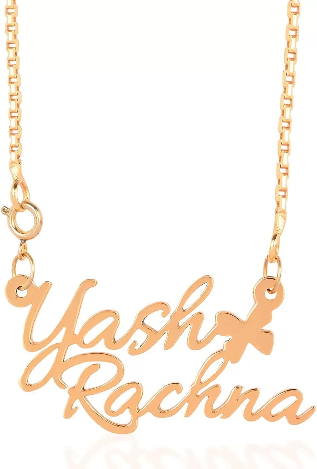Customized/Personalized Double Name Design Pendant/Keychain/Necklace/Mangalsutra With Ur Name Or Love One Name With 24k Gold Plating and Laser Engraved Finish