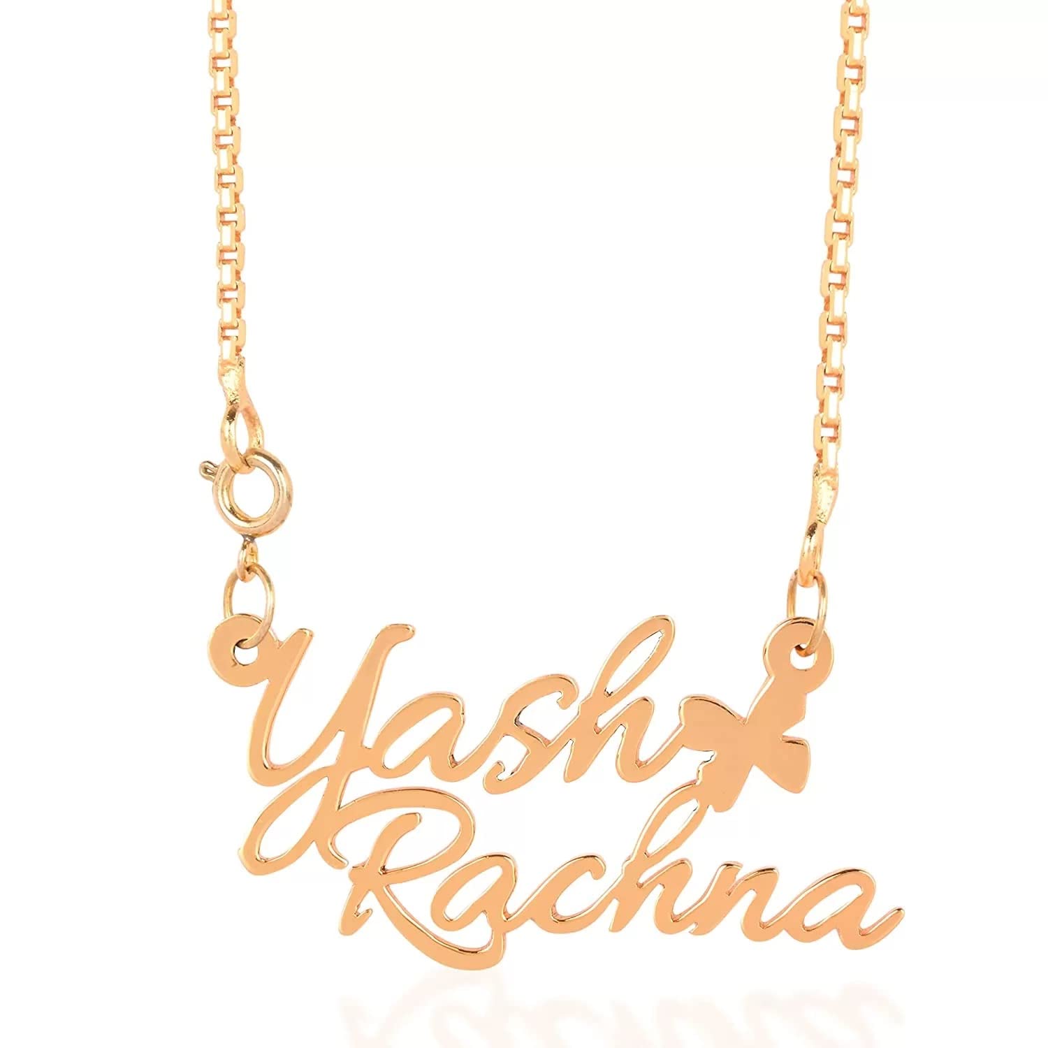 Customized/Personalized Double Name Design Pendant/Keychain/Necklace/Mangalsutra With Ur Name Or Love One Name With 24k Gold Plating and Laser Engraved Finish