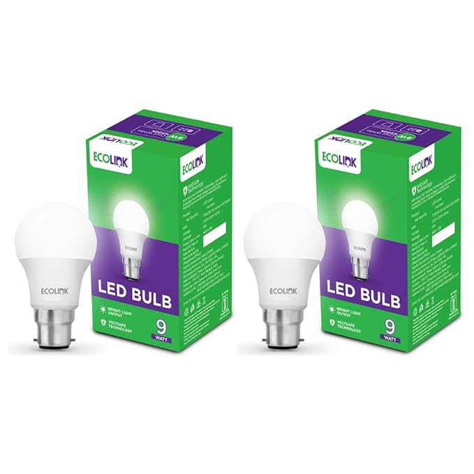 Buy EcoLink 9-Watt Base B22 LED Bulb (Cool White,Pack of 2) at Rs. 109