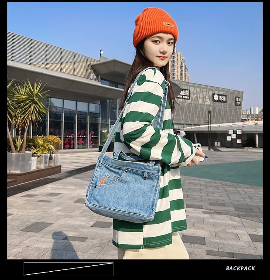 ショルダーバッグ・ポシェット   Women's Logo Denim Crossover Strap Small Should Women Small Denim Crossbody Bags Blue Jean Purse Shoulder