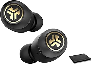 JLab JBuds Air Icon True Wireless Signature Bluetooth Earbuds + Charging Case | Black & Gold | IP55 Sweat Resistance | Bluetooth 5.0 Connection | Stereo Phone Calls 3 EQ Sound, with Cleaning Cloth