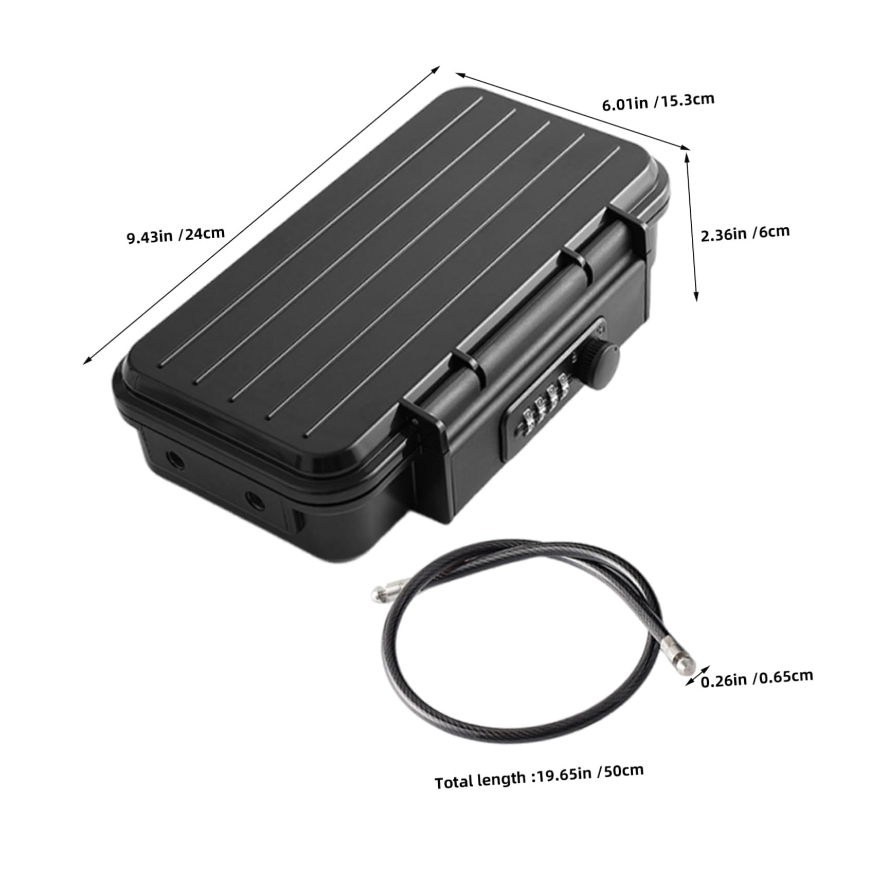 Coffre-fort Portable Noir Câble Acier Détachable Étanche