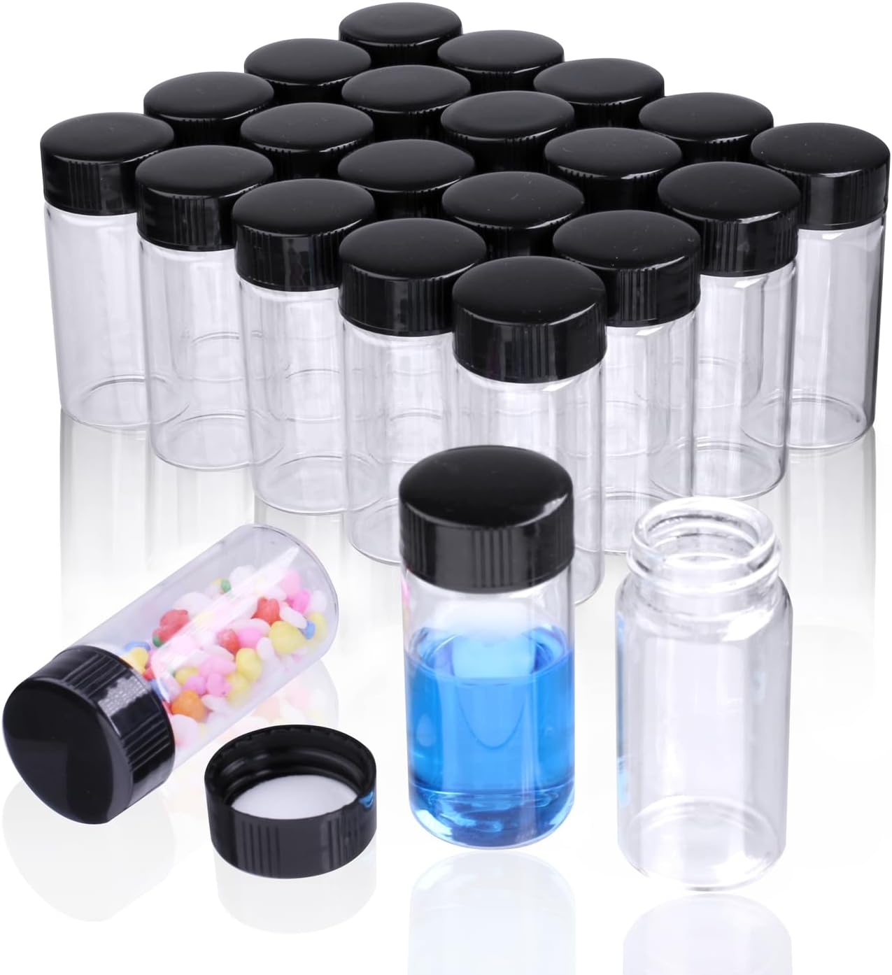 Luo House 10pcs 16x45mm Tiny Mini Small Clear Bottles Glass