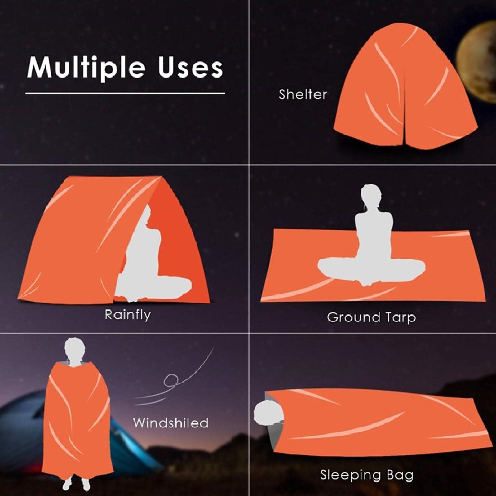 Notfall-Schlafsack, wasserdicht, leicht, Überlebens-Biwaksack, Notfall-Rettungsdecke für Outdoor-Camping, Wandern, 3 Stück, grün