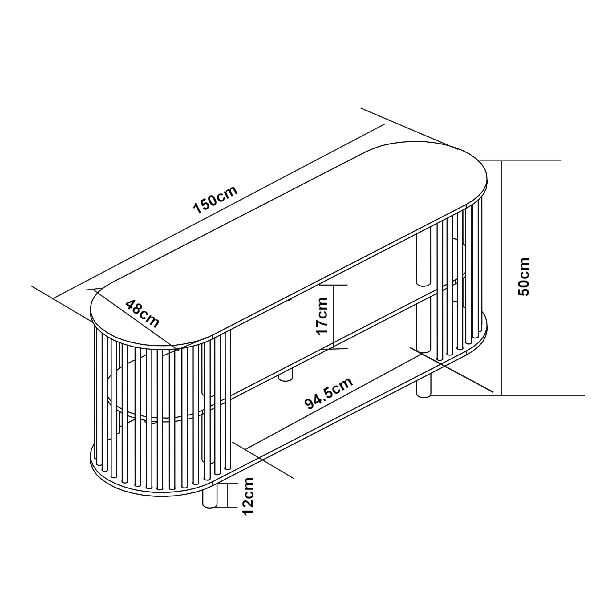 [en.casa] Stolik pod telewizor Jarvenpaa 150x48x50 cm z bambusa w kolorze naturalnym, szafka telewizyjna, stojak na TV, meble do salonu