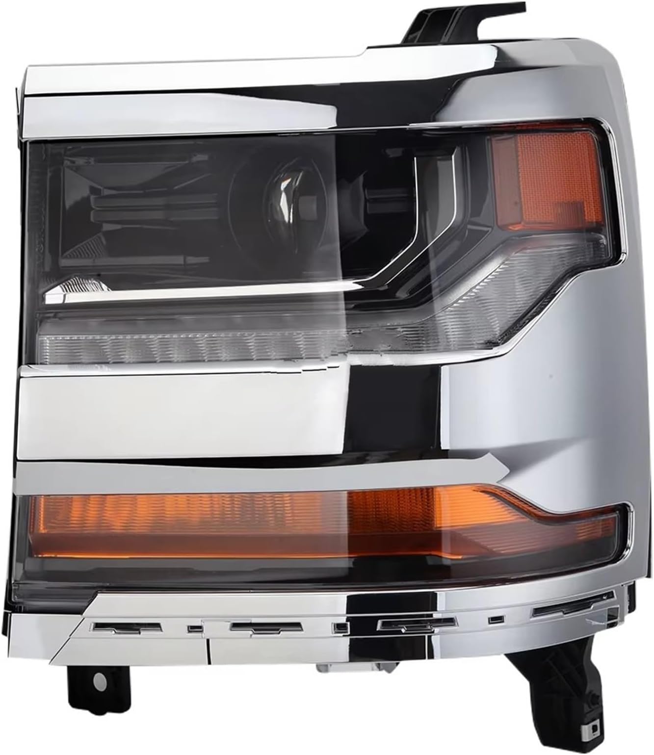 Set Headlight For Chevrolet For Silverado 2016 2017 2018 HID Xenon Headlight LED DRL Front Fog Lamp Turn Signal Headlamp front light assembly(Left silver)