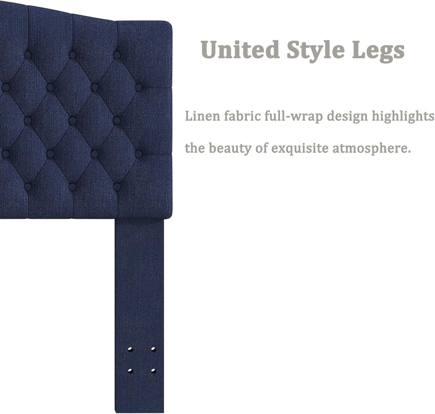Befurtori Queen Headboard Only, Upholstered Headboard for Adjustable Bed Linen Tufted Queen/Full Size Wall Mounted Head Board with Solid Wood Legs Head Board, Navy Blue