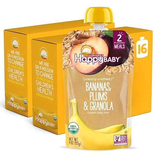 Miniatura 11 de Happy Baby Organics - Bolsitas de comida para bebé, etapa 2, bocadillo saludable, sin gluten y vegano, puré de frutas y verduras Clearly Crafted