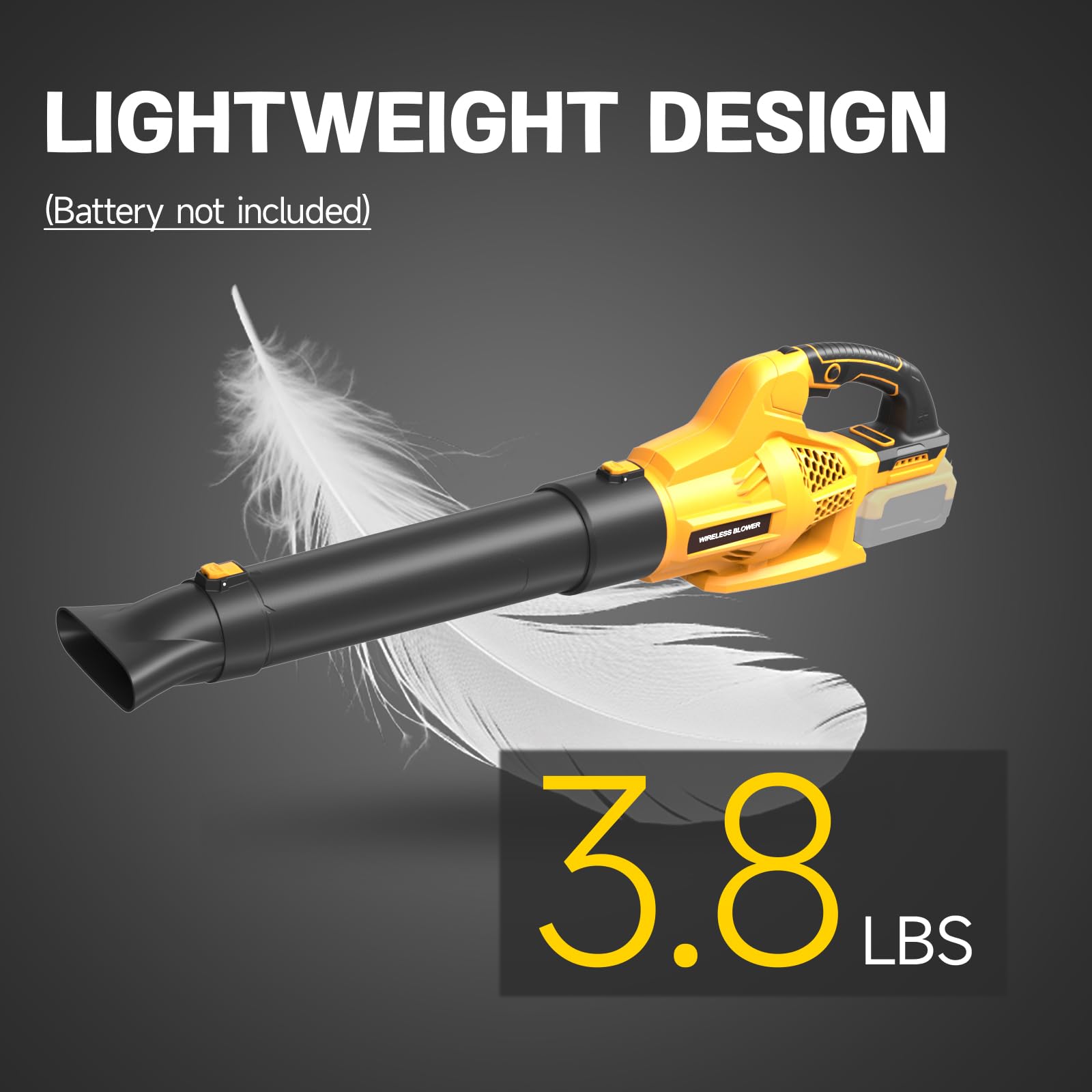 Soffiatore per foglie senza fili per batteria DeWalt da 20 V, 500 CFM/150 MPH, soffiatore portatile per soffiare foglie, polvere, neve, cura del prato, pulizia del patio (batteria non