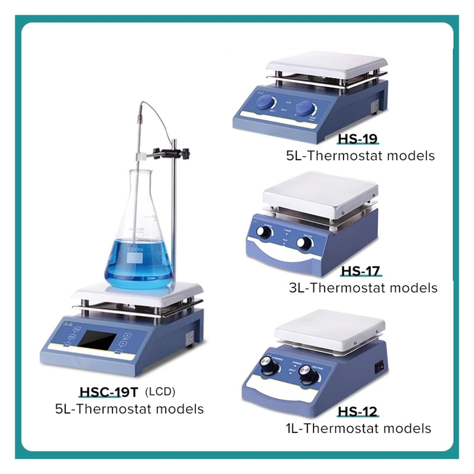 Centrifuga, Agitatore Magnetico Piastra Riscaldante Attrezzatura da Laboratorio Agitatore Riscaldante Display Digitale Miscelatore Magnetico con Agitatore Agitatore Liquido 3L 5L(HS-12(1L))