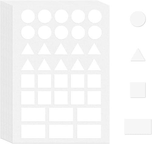 Calcomanías de codificación de color blanco multiformas, calcomanías extraíbles de diferentes formas para niños pequeños, triángulos, círculos,