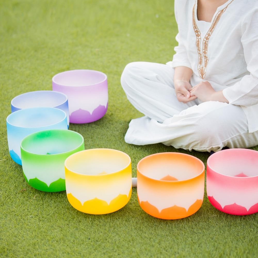 Campana tibetana per yoga, realizzata a mano, in cristallo, per alleviare l'affaticamento e l'ansia, adatta per principianti e professionisti, 27,9 cm