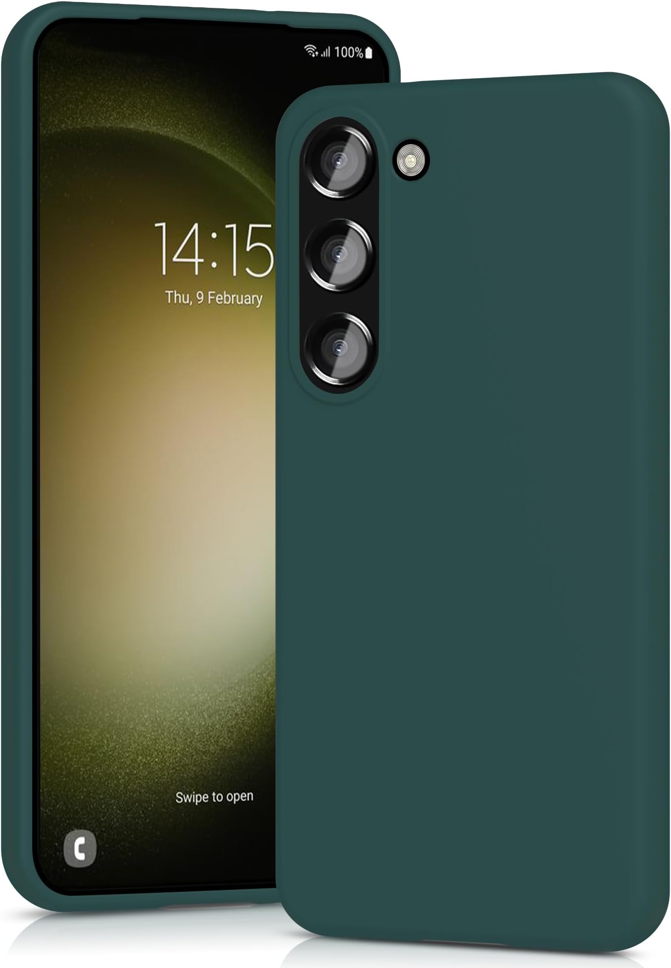 YATWIN Silicone Case for Samsung Galaxy S23 5G, Soft-Touch, Shockproof, DustProof, Antiskid Full Body Armour Phone Cover for Samsung Galaxy S23 5G - Dark Green