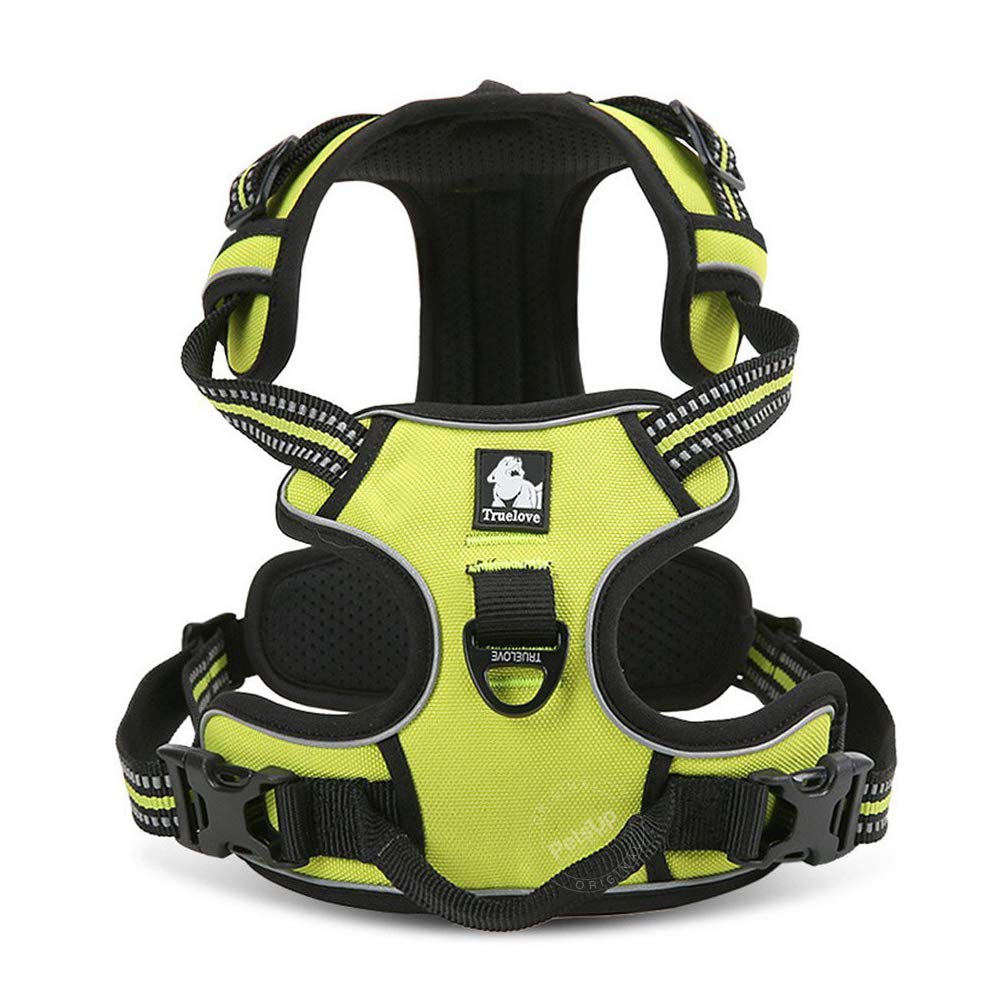 PetsUp 3M Reflective Mesh Padded Dog Vest Front Range No Pull Harness with Handle (69-81 Cm Girth) Green
