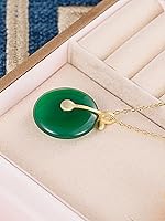 Vista 3 de Chapado en oro de 18 quilates hecho a mano S925 de plata de ley hetian jade verde buena suertefortunacírculo de bendiciónRuyi LockLucky Koi