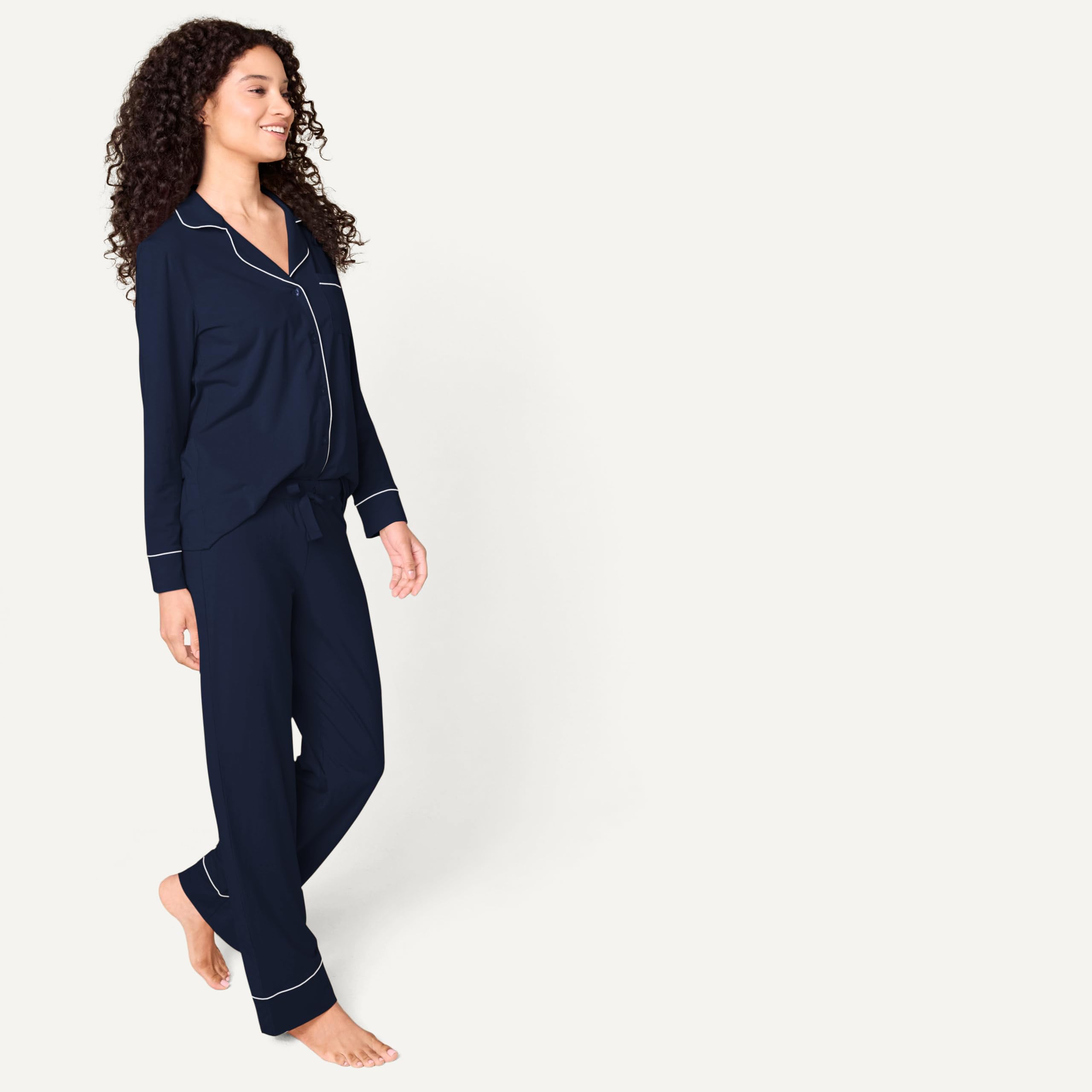 Amazon Essentials Donna Camicia a Maniche Lunghe in Modal di Cotone e Pigiama a Tutta Lunghezza