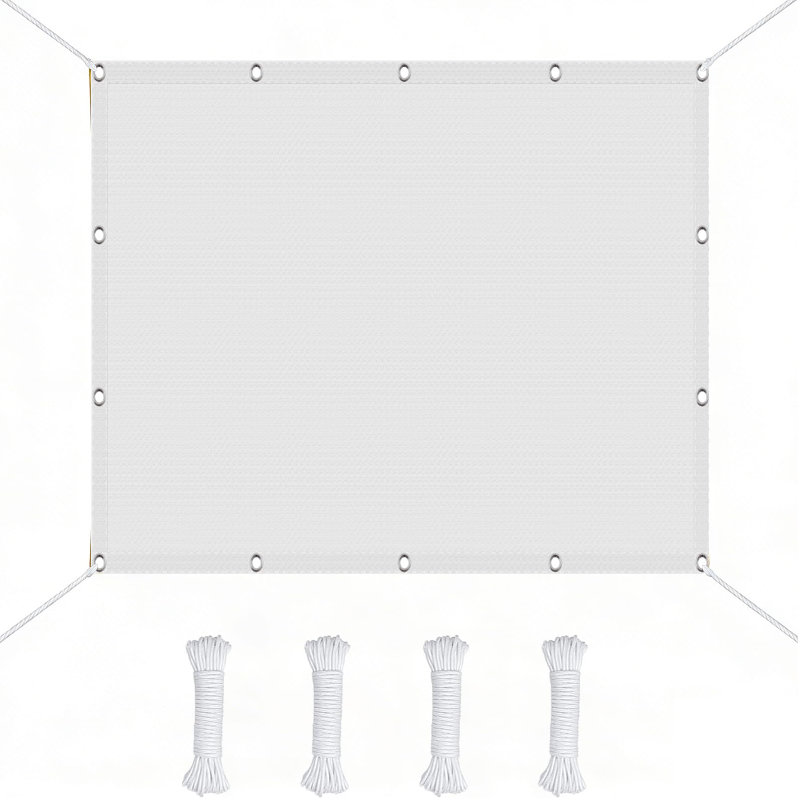 Voile d'ombrage blanc imperméable 650x900 cm protection solaire UV bâche avec cordes