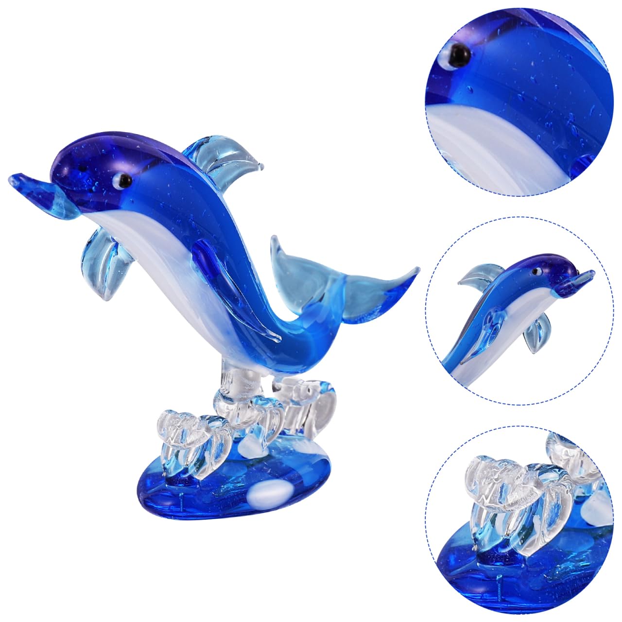 Cabilock Delfinfigur Aus Glas Dekoratives Meerestier-Ornament Kleine Delfin-Statue Für Wohnzimmerdeko Schreibtischschmuck Partydekor Und Szenengestaltung