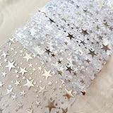 QILANJO 3 Rolls Bling Star Table Runner Glitter Metallic Table Runner Thin Mesh Tabletop Centerpiece Decor for Home Holiday Birthday Party Dinner, Silver(11'x106')