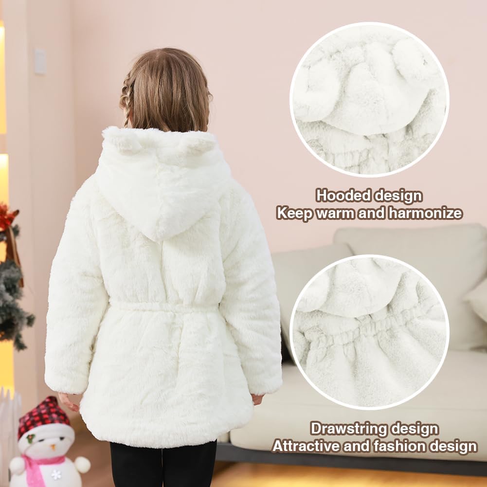 Kids Girls Winter Warm Coats Jacket Clothes Outwear Overcoat Ear Hooded Faux Fur Thicken Fleece Toddler - Image 5