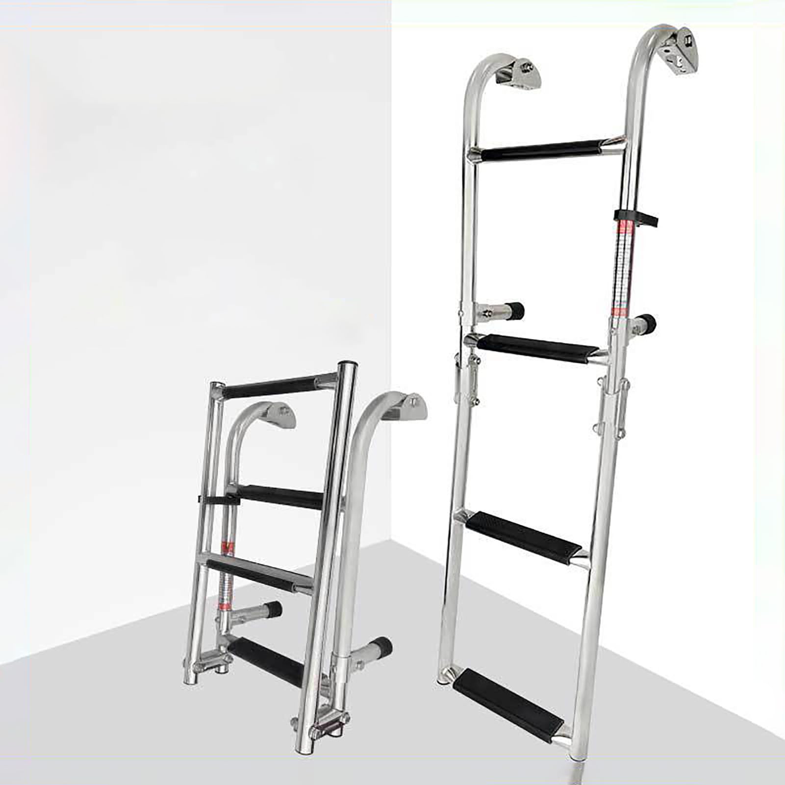 JXYQ Folding Boat Ladder, Stainless Steel Boarding Ladder with Non-Slip Steps, Heavy Duty Deck Ladder for Marine Yacht Swimming