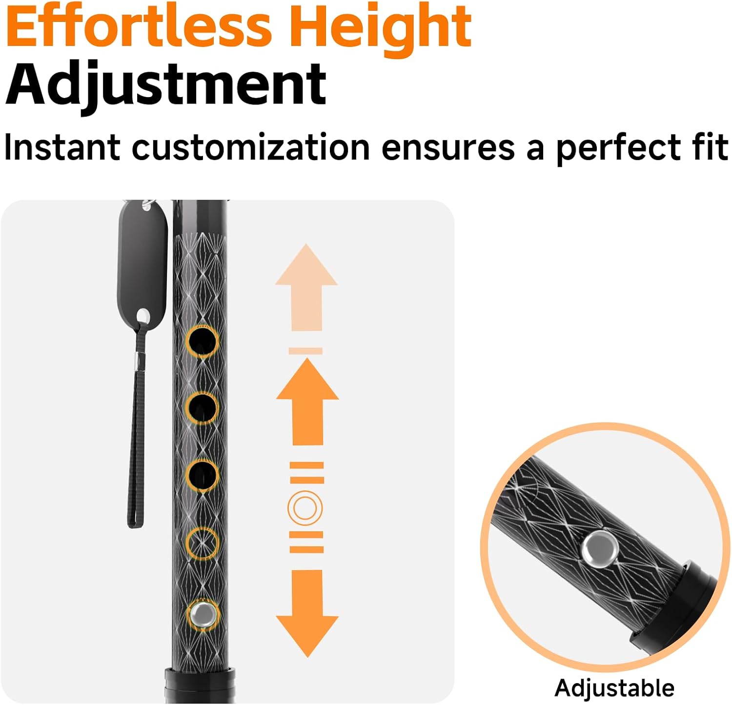 Aluminum Alloy Walking Cane, Height Adjustment and Foldable, Wooden Ergonomic Contoured Grip, All-Terrain Walking Stick for Men/Women(JM103-5-Y)
