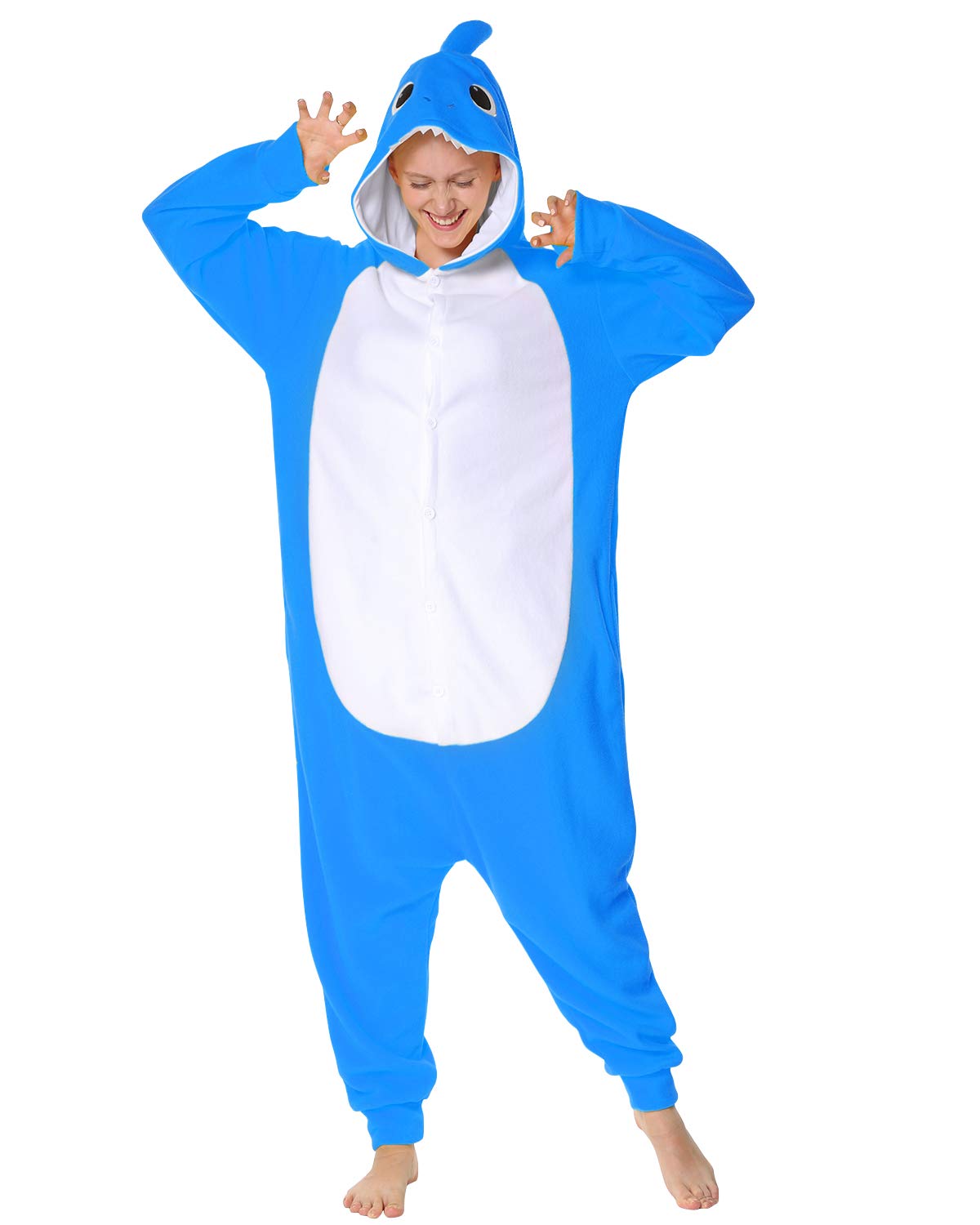 Adulto Tiburón Onesie Pijamas Halloween Animal Cosplay Costume Navidad Jumpsuit Sleepwear para Mujeres Hombres