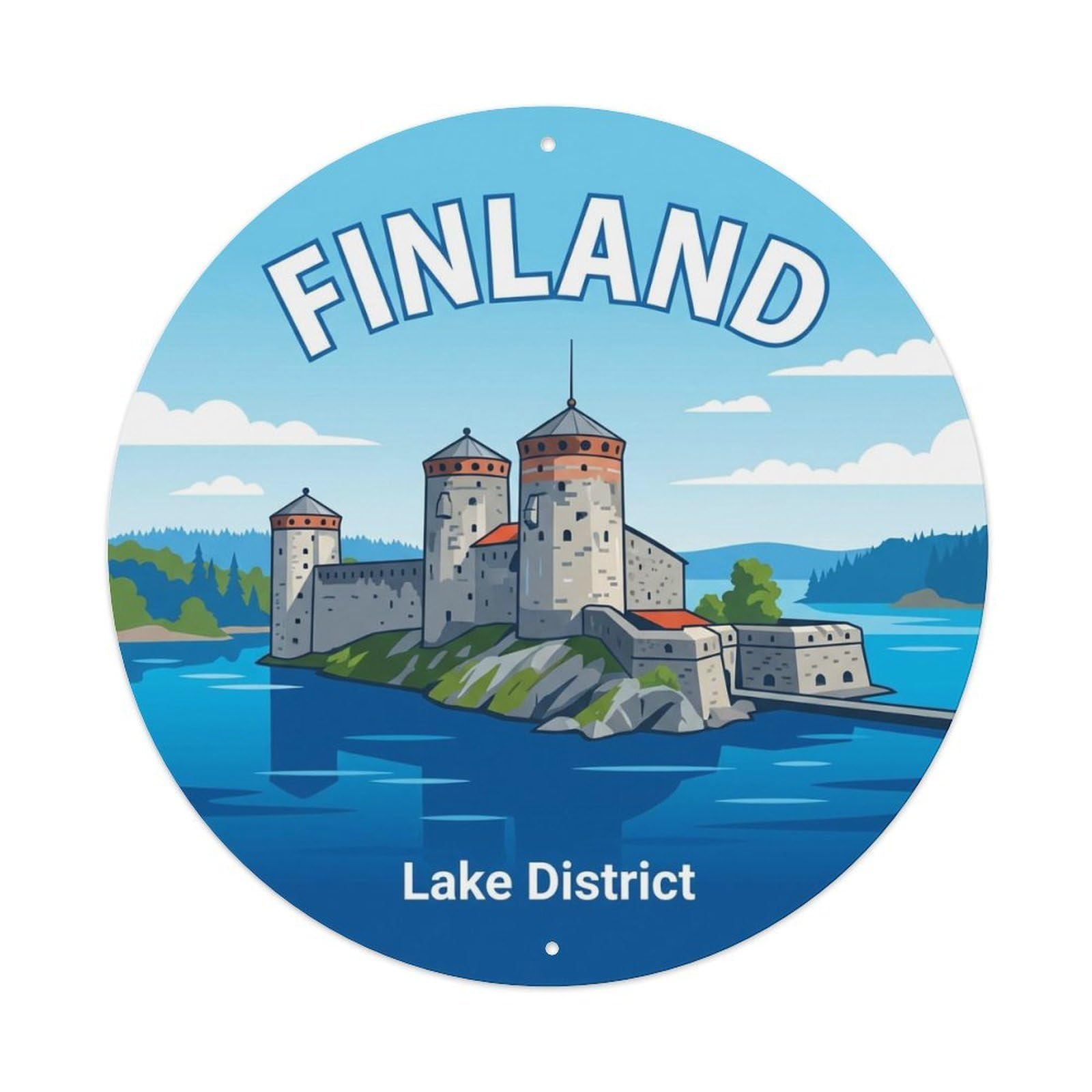 Vintage Travel Finland Fresh Metal Tin Sign Plaque Wall Decor for Cafe, Club, Garden Round Metal Poster 8x8Inch