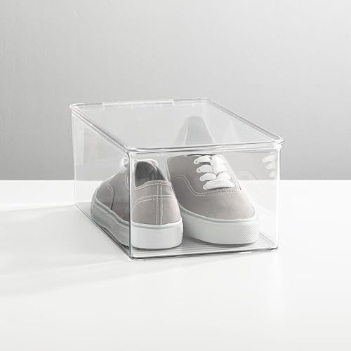 Miniatura 6 de mDesign Caja apilable de plástico con tapa de bisagra para organizar zapatos, botines, zapatos de tacón, sandalias, cuñas, zapatos planos, tacones,