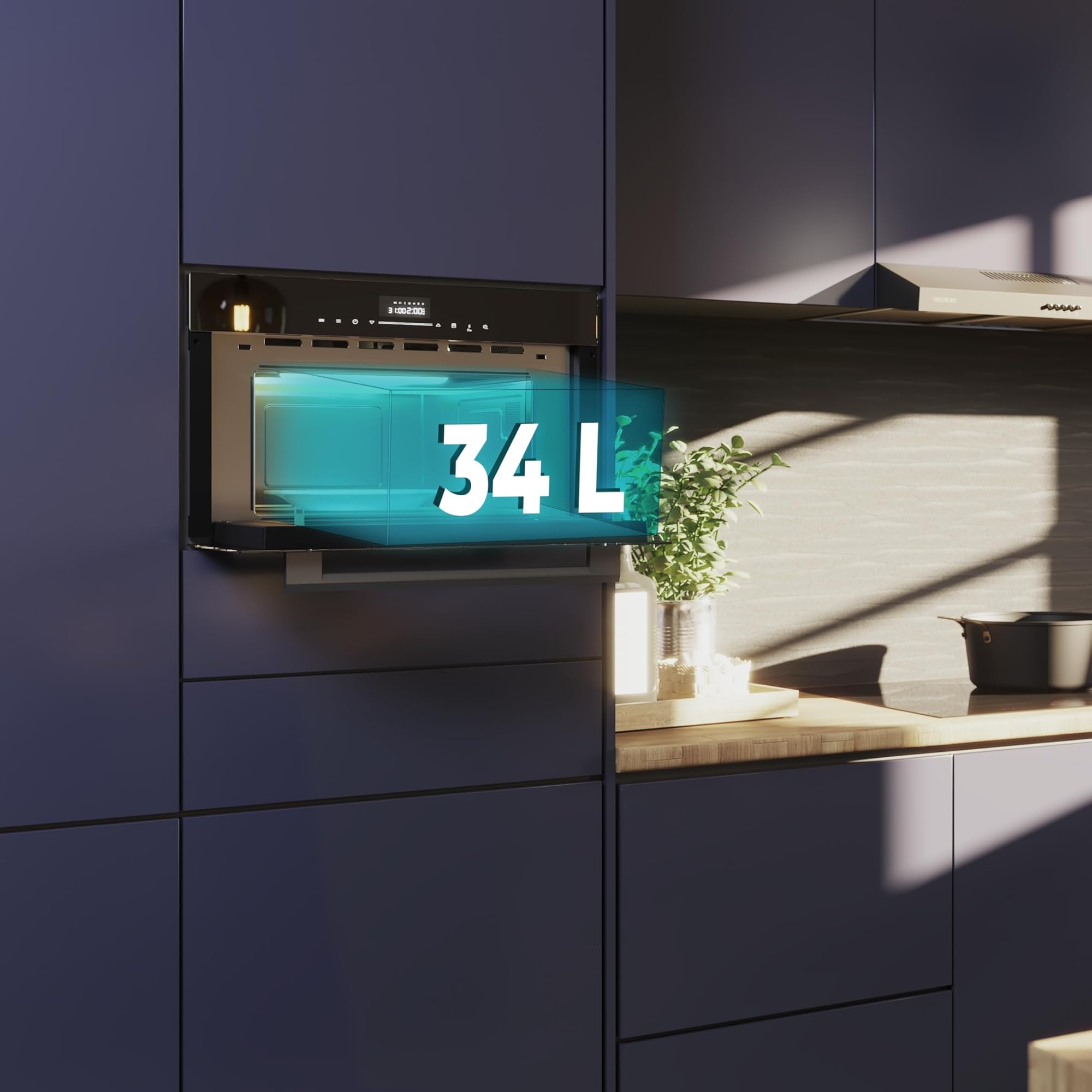 Cecotec Forno a microonde Integrabile 60 x 50 cm Bolero Hexa MWO703800 Line. 2300 W (max), 34 L, funzione microonde, convenzione, modalità griglia, defrost, menu automatico, velocità di cottura, timer