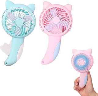 2PCS Mini Cat Hand Portable Fan For Kids, Cat Ears Design Cooling Fan, Rand