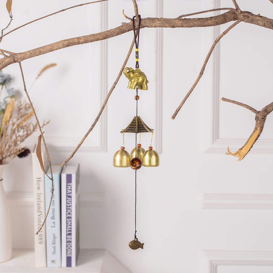 Campanelli Eolici Cinesi In Lega - 2 Pezzi Con Forme Di Pesce Ed Elefante, Decorazione Feng Shui - Foto 11