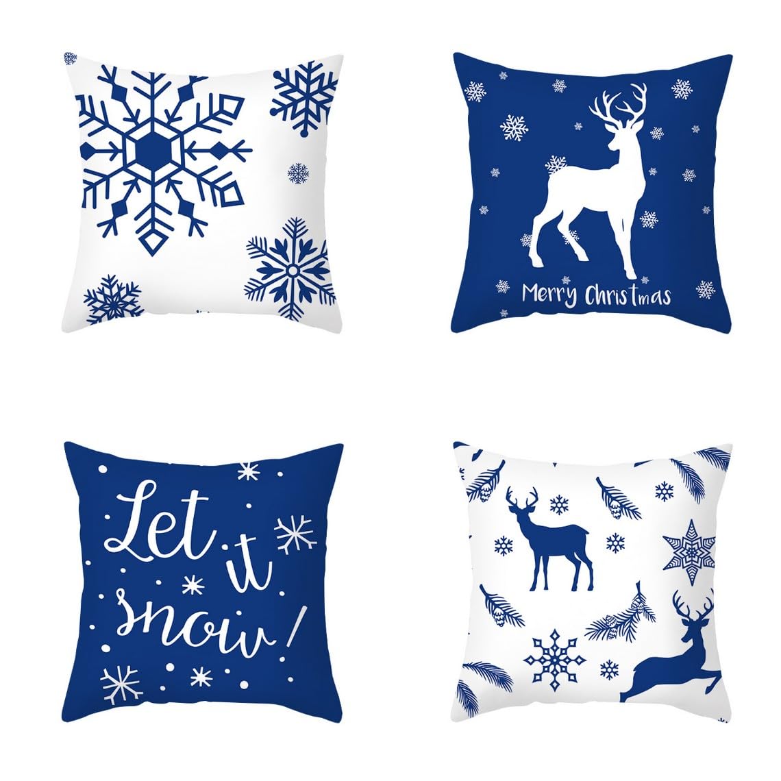 Chenlane Silk Pillow Covers xlarge Cushion Set Christmas, Navy Blue Couch Coverd Sofa Bright Smooth Thickened 45x45 cm, 4Pcs