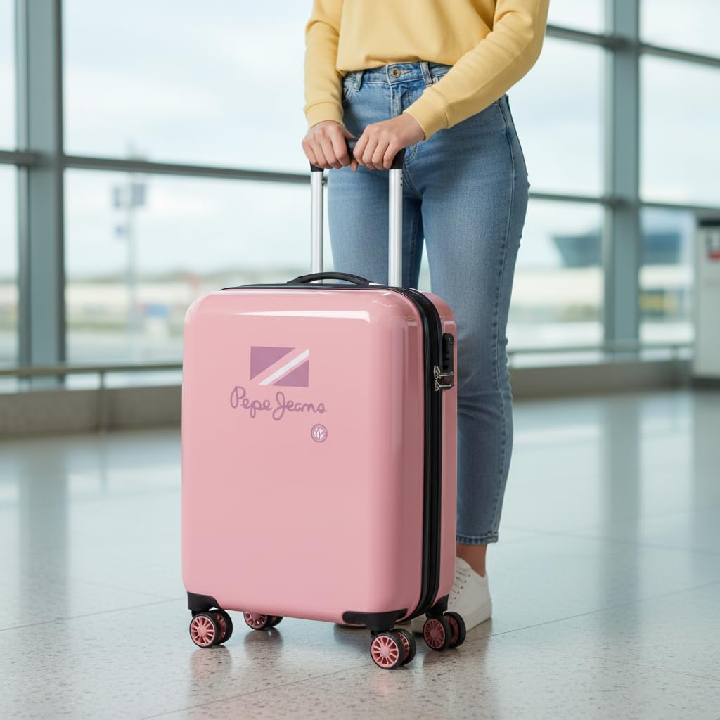 Pepe Jeans Holi średnia różowa walizka 48 x 68 x 26 cm, zamek szyfrowy z twardego plastiku, różowy, 55cm x 38cm x 20cm, walizka