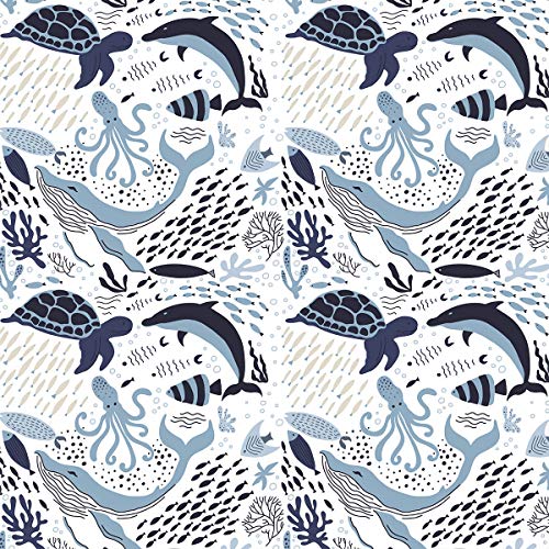Erosebridal YPP10-JCX2783TWIN Turtle Bedding Sets Twin White Blue Whale Decor Teen Duvet Cover Set,Octopus Pattern Ocean Theme Comforter Cover Set Underwater Children Comforter Cover thumb #1