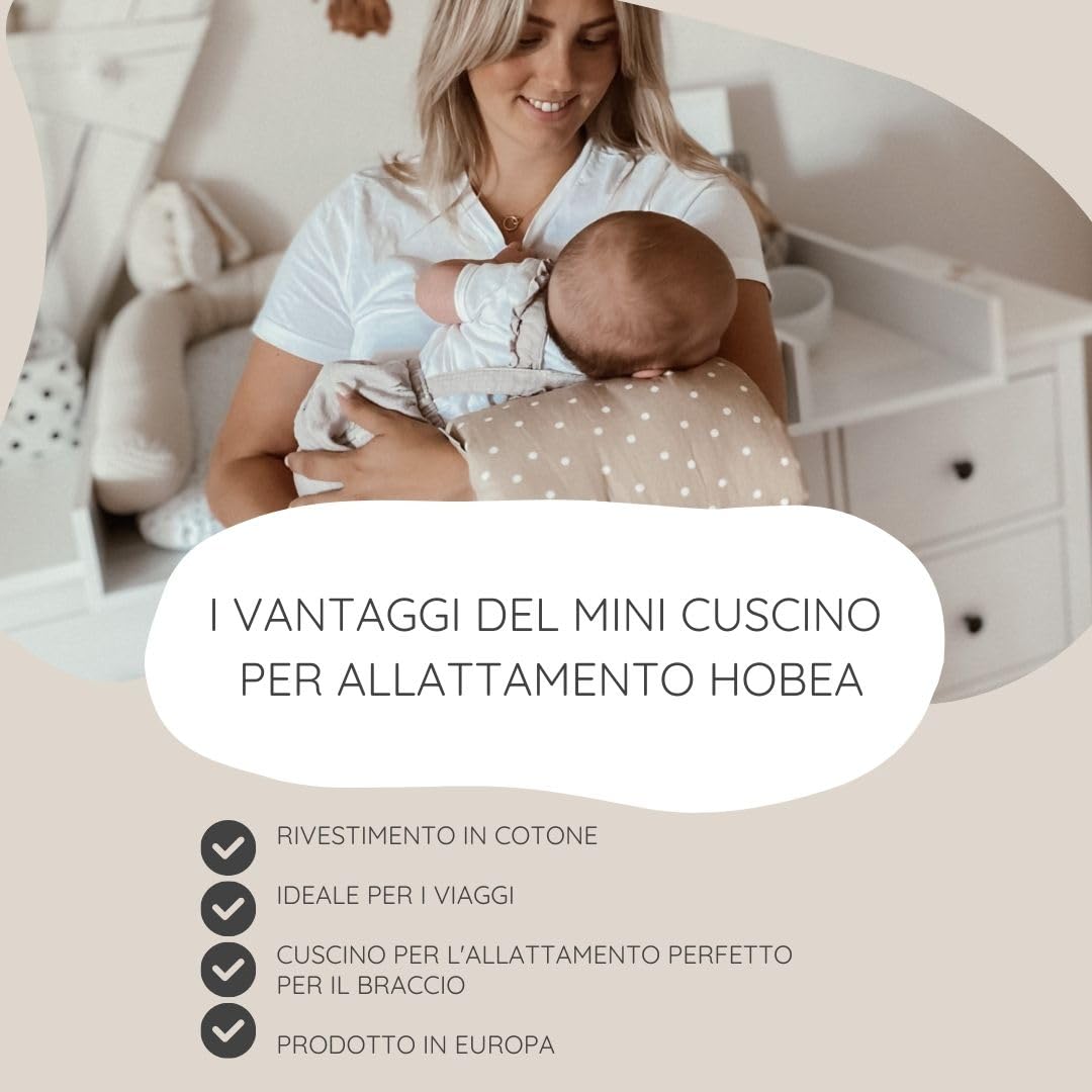 HOBEA-Germany Mini cuscini per allattamento Cuscini per allattamento in viaggio e per gli spostamenti in diversi modelli (Mussola grigio chiaro)