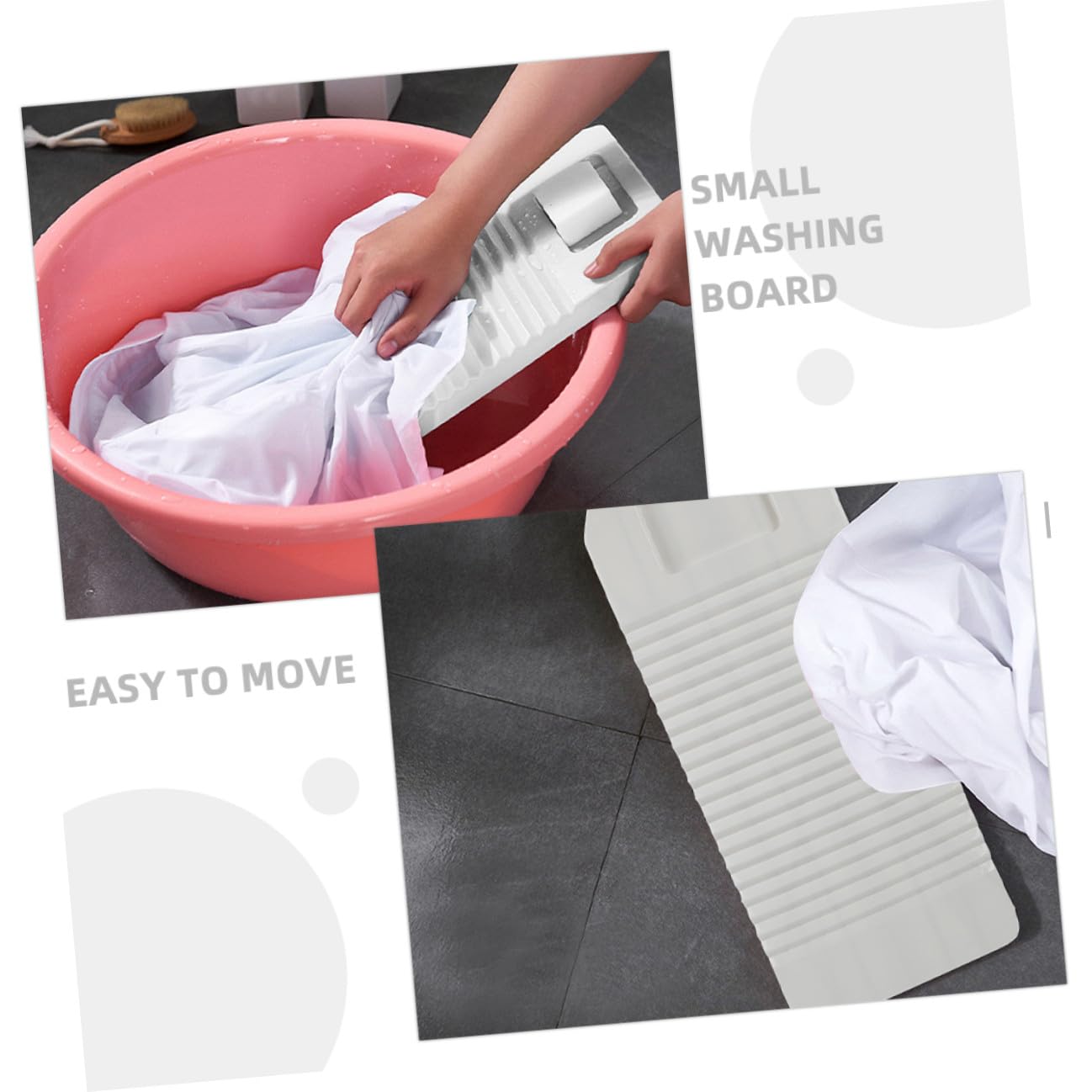 GARVALON Kunststoff Waschbrett für Wäsche zum Reinigen von Babybekleidung und Schals Robust mit Starker Reibungsstruktur für Camping und Reisen Weißes Abs Material