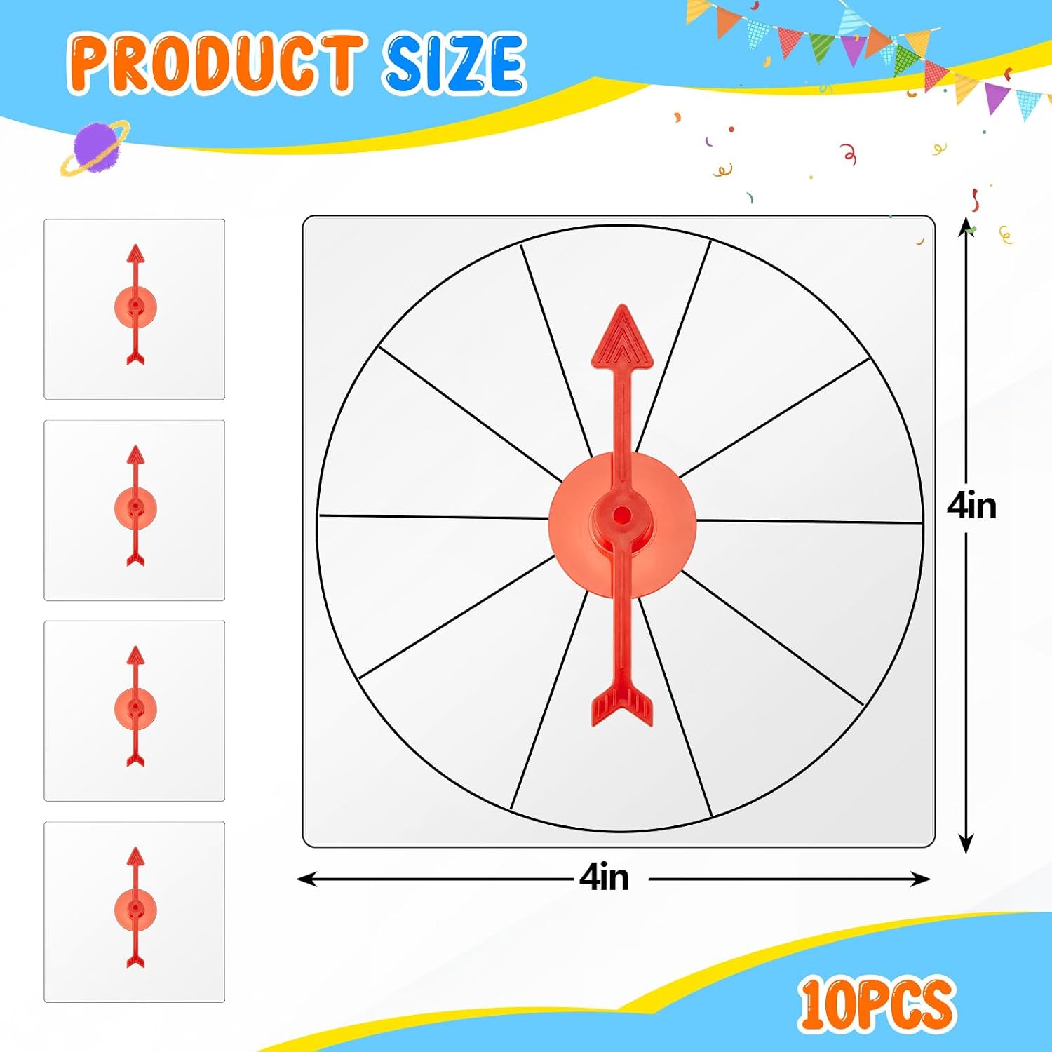 Gejoy 10 Pack Transparent Spinners Bulk for Classroom Clear Spinners Dry Erase Math Game with Rotating Arrow (Red) image 2