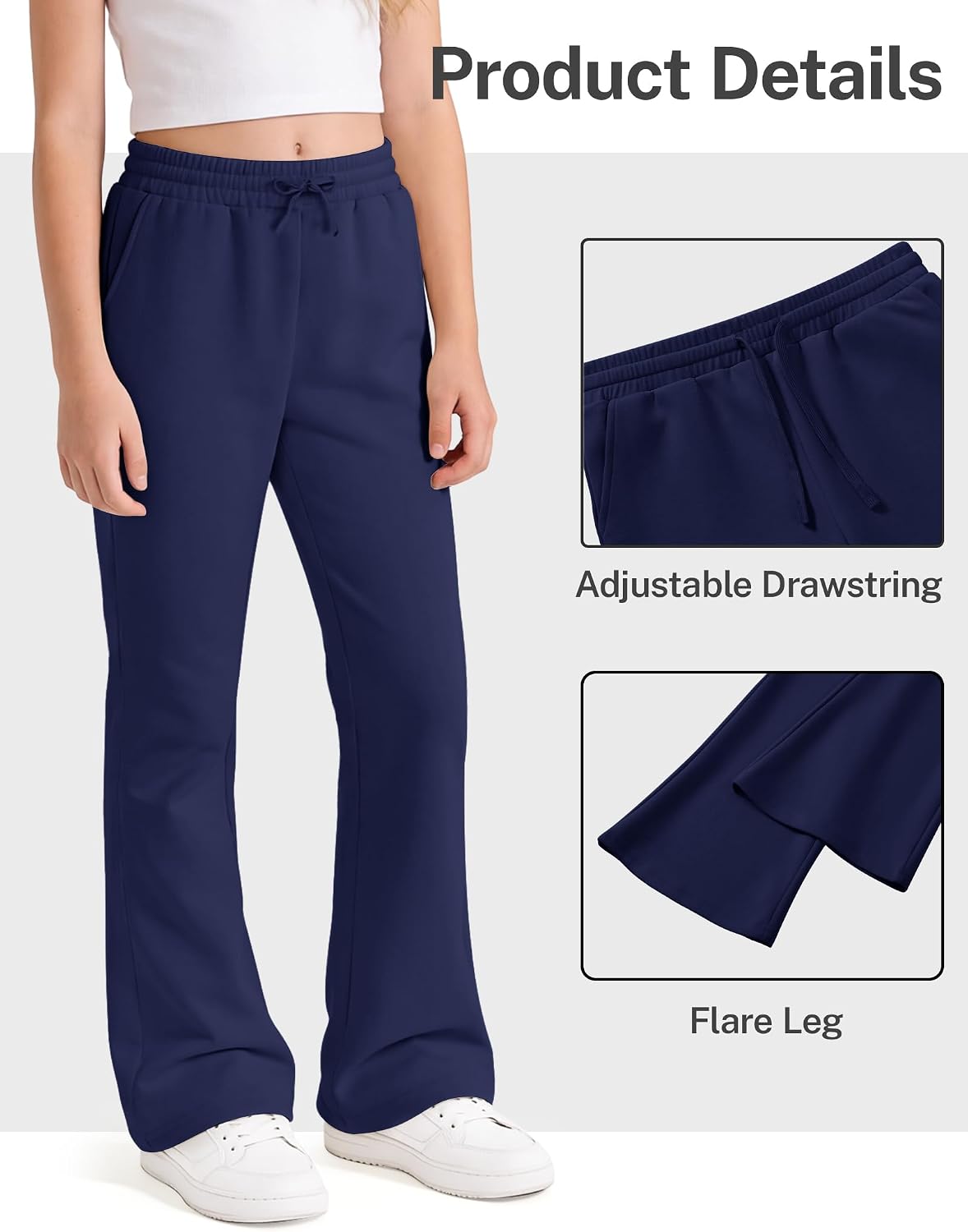 Girls Uniform Pants Flare Sweatpants Joggers Pants Preppy Clothes for Girls 7-14 Years