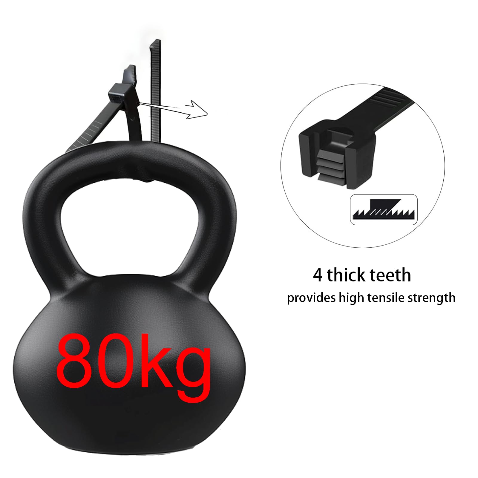 EzySup Extra Large Zip Ties Heavy Duty for Outdoor Use,600mm x 9mm,80kg Tensile Strength,20 Pieces,Black - Image 4
