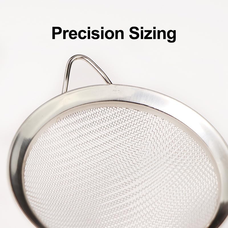 Miniatura 4 de Juego de coladores de malla fina de acero inoxidable, 3 tamaños de coladores de cocina con asas, tamiz de harina apto para lavavajillas, lavadora de