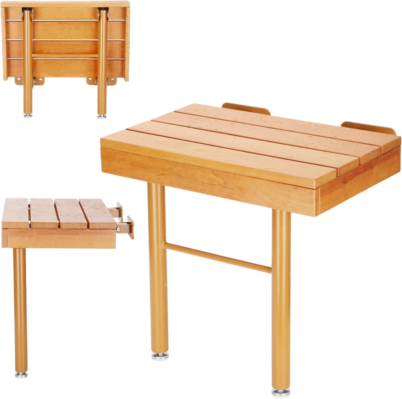 Amazon.com: Folding Shower Seat Wall Mounted - Teak Shower Bench with ...
