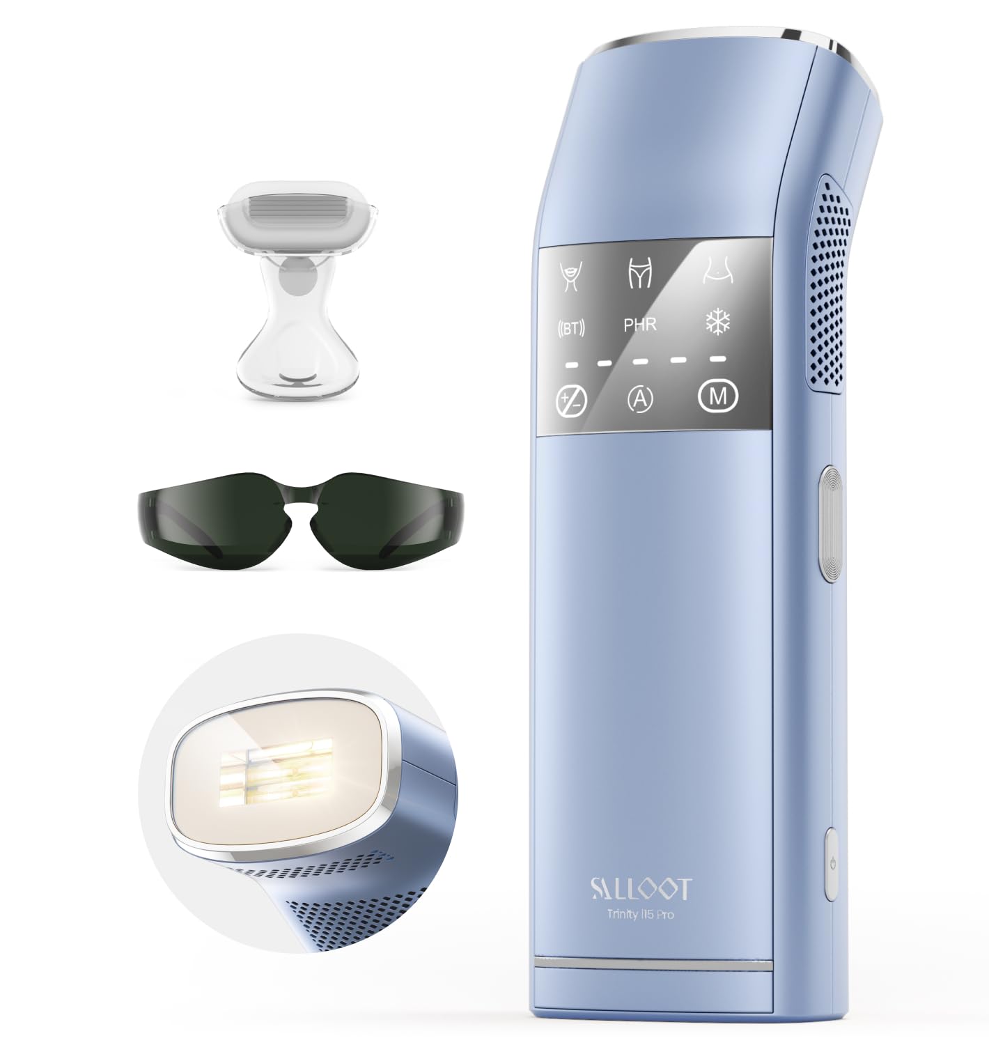 100W Doble Luz IPL Depiladora Laser, Pulso Cuádruple, Enfriamiento de Zafiro a 2℃, Modo PHR para Vello Rebelde, Depiladora Luz Pulsada para Piernas, Bikini, Axilas, Cara, Cuerpo